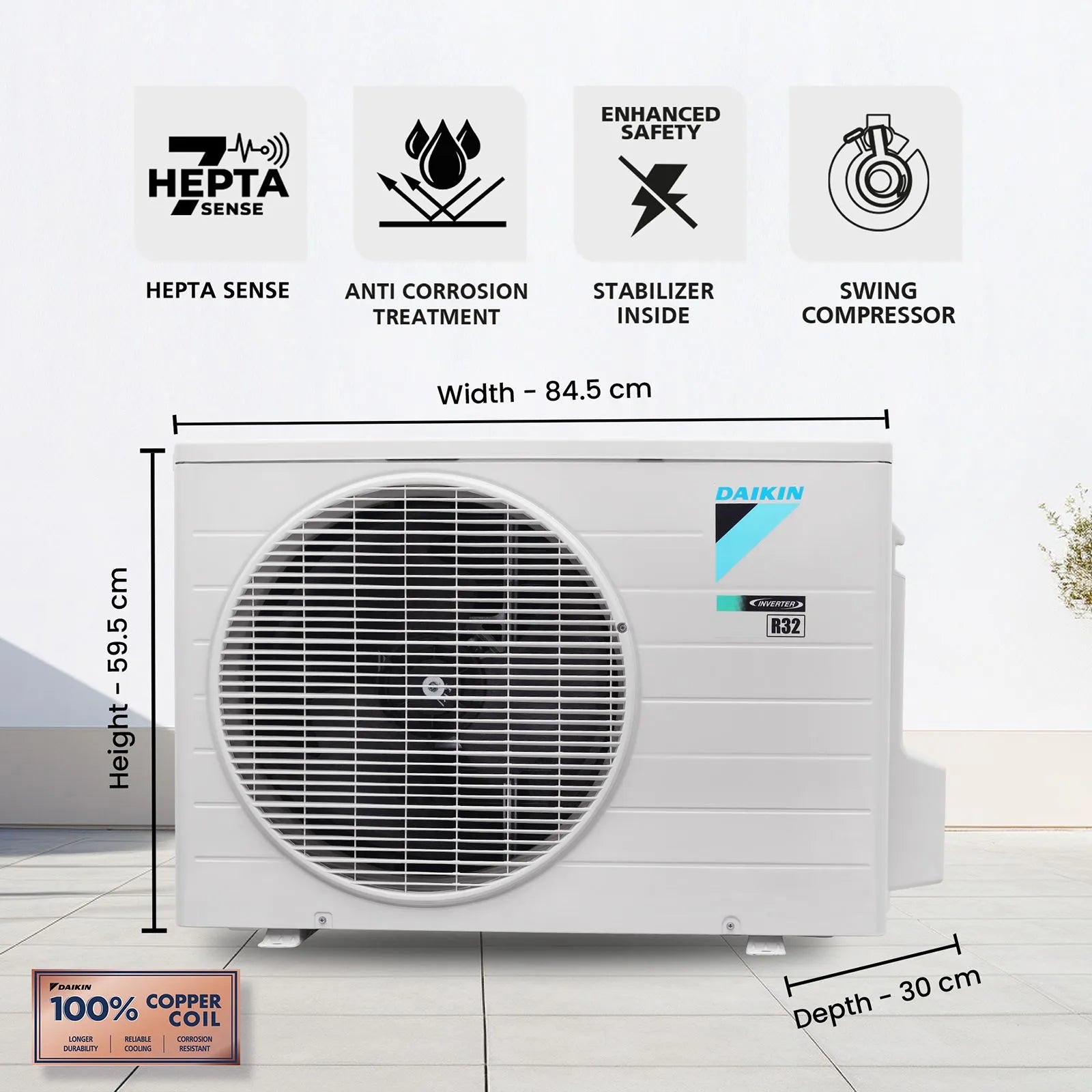Daikin FTKL50XV16VAA 1.5 Ton 3 Star Inverter Split AC | Copper Condenser | PM2.5 Filter | Dew Clean Technology | R32 Refrigerant-Online Mahajan Electronics