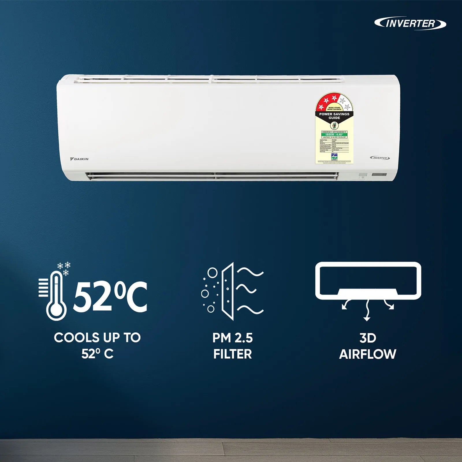 Daikin FTKL50XV16VAA 1.5 Ton 3 Star Inverter Split AC | Copper Condenser | PM2.5 Filter | Dew Clean Technology | R32 Refrigerant-Online Mahajan Electronics