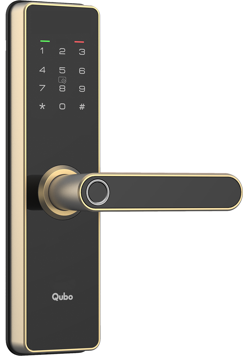 Qubo Smart Door Lock ALPHA (Black) | 5-in-1 Keyless Access | Fingerprint, PIN, RFID & App Control | Aluminium Alloy | Mahajan Electronics Delhi NCR
