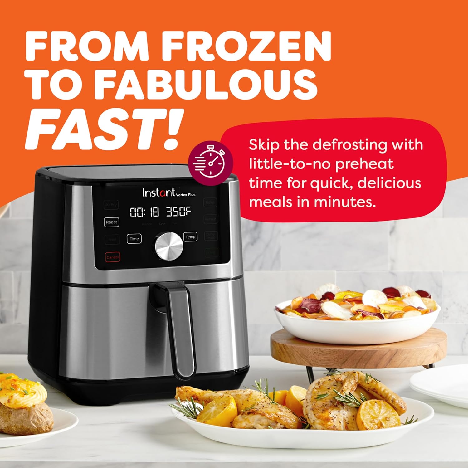 Instant Pot Air Fryer, Vortex 6 Litre, Touch Control Panel, 360° EvenCrisp Technology, Uses 95% less Oil, 6-in-1 Appliance:Air Fry, Roast, Grill, Bake, Reheat& Dehydrate (Vortex 6 Litre) 1500 W Silver Mahajan Electronics Online