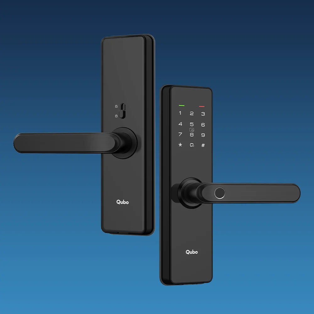 Qubo Smart Door Lock ALPHA (Black) | 5-in-1 Keyless Access | Fingerprint, PIN, RFID & App Control | Aluminium Alloy | Mahajan Electronics Delhi NCR