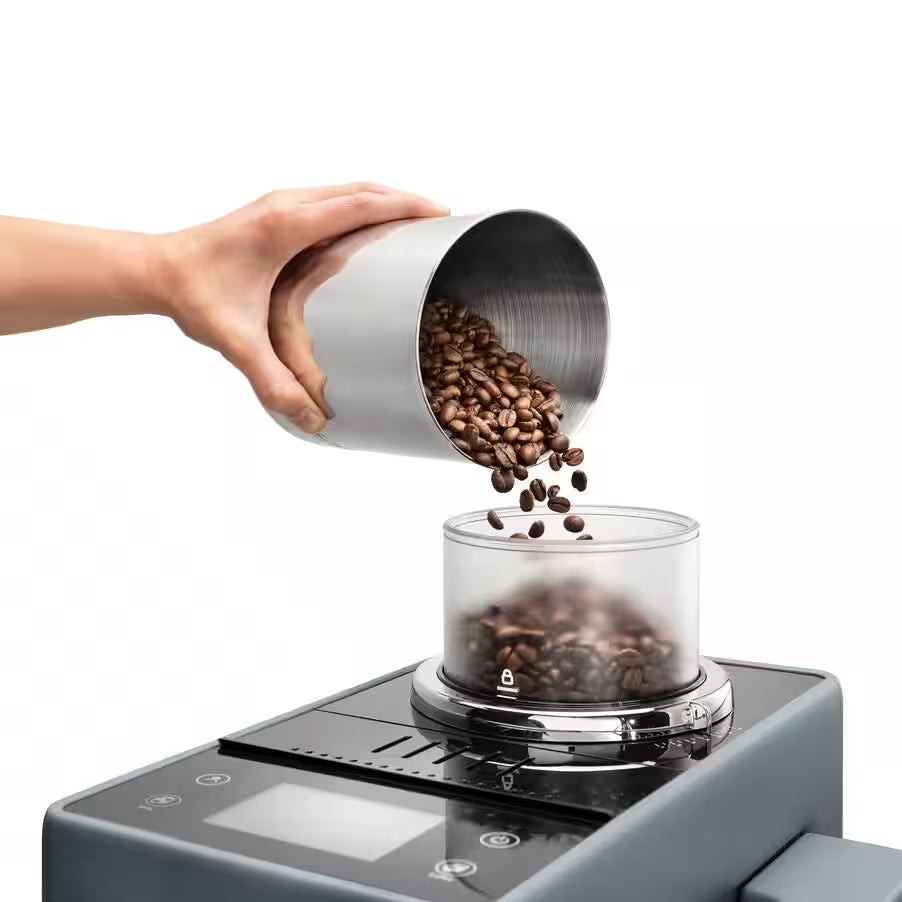 De'Longhi Rivelia EXAM440.55.G Fully Automatic Coffee Machine – LatteCrema Hot, Automatic Milk Frother, Bean-to-Cup, 16 Coffee Recipes, Compact Design, Full Touch Color Display – Grey Mahajan Electronics Online