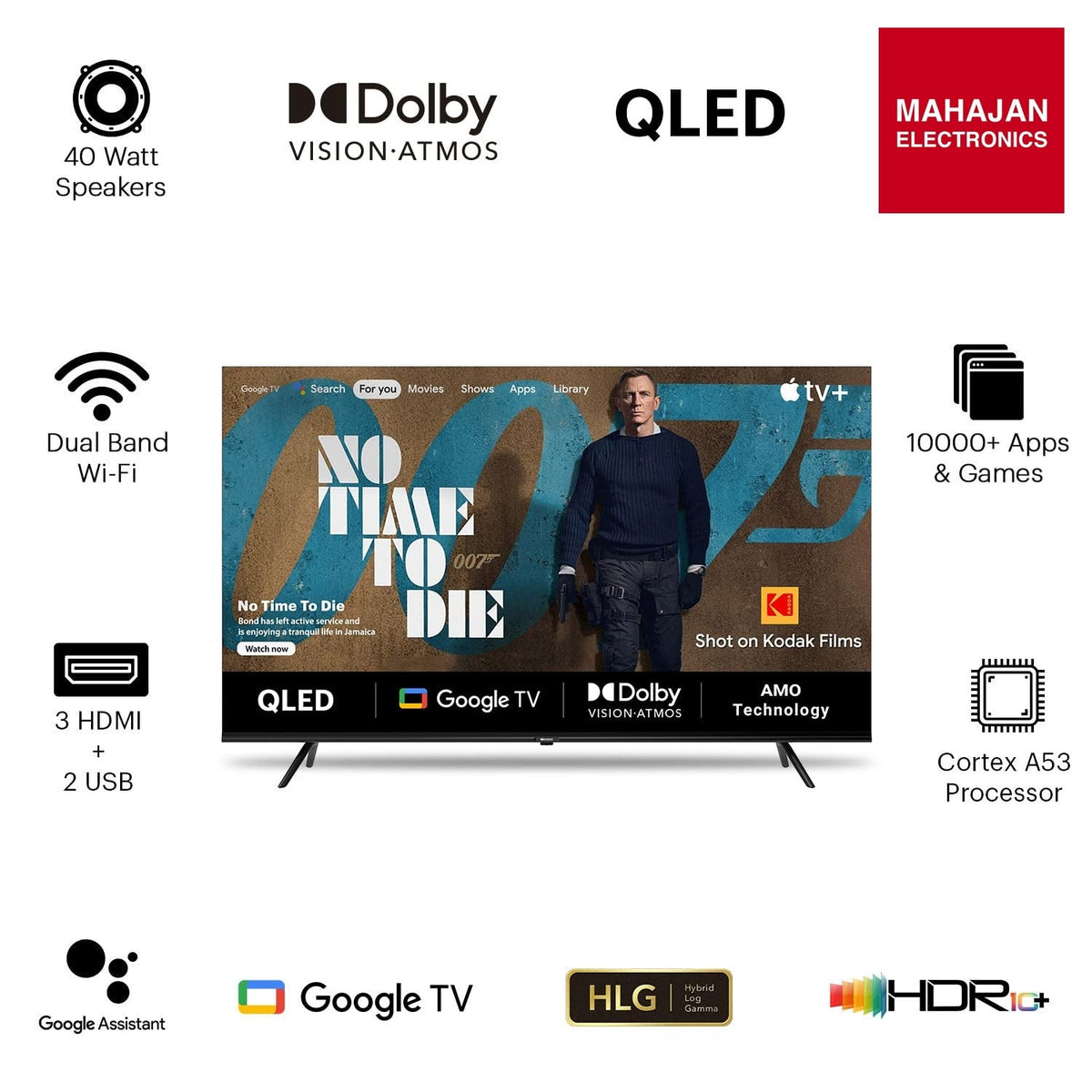 KODAK 43MT5055 109 cm (43 inch) QLED 4K Ultra HD Google TV with Dolby Vision and Dolby Atmos – Mahajan Electronics Online.