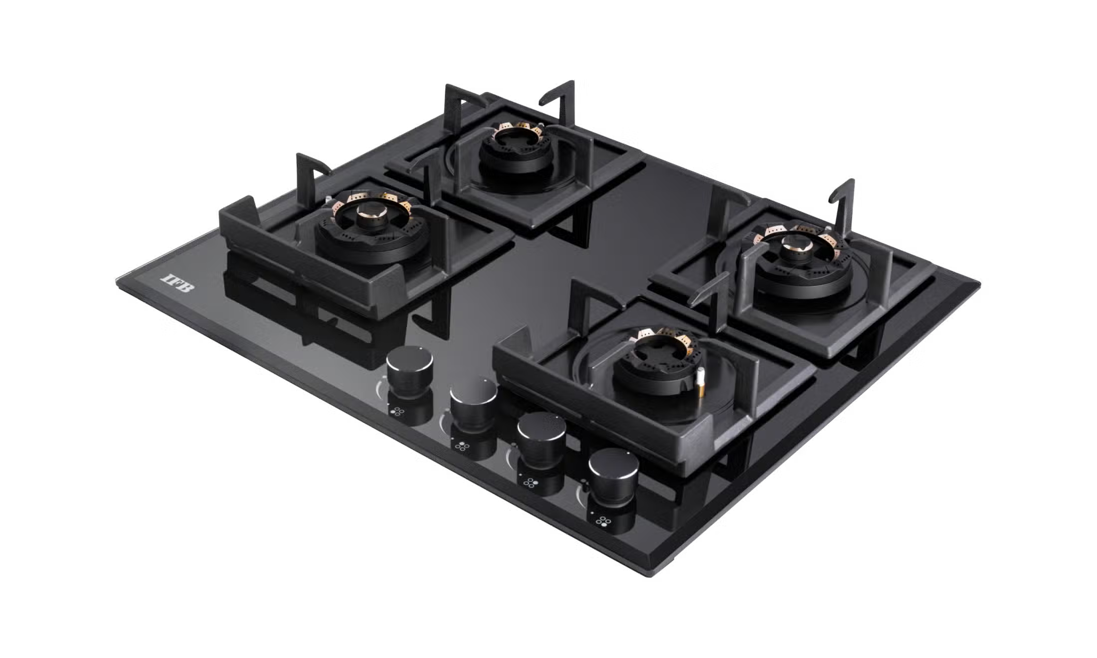 IFB 60-GCI4B-3D-FFD 4 Burners Hybrid Hob with Bevelled Tempered Black Glass IFB