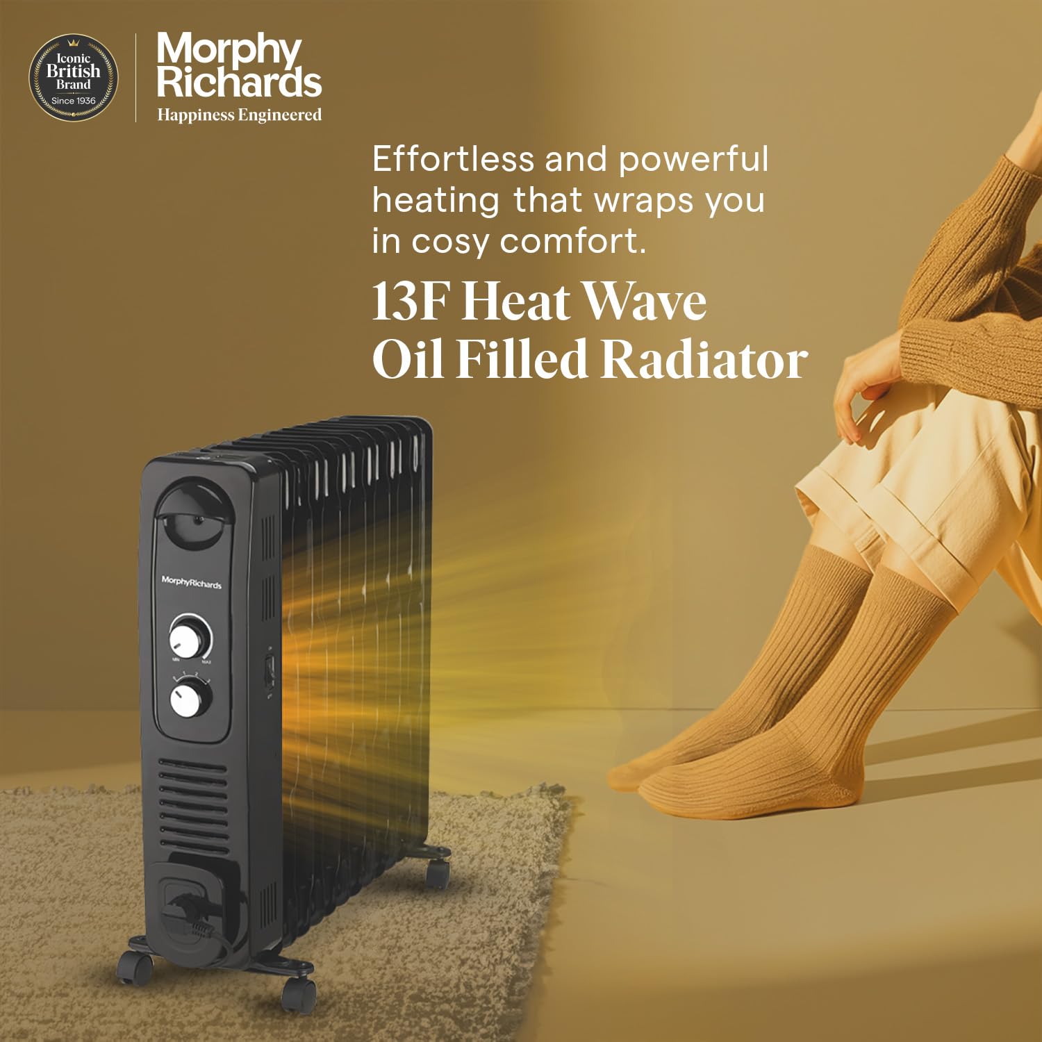 Morphy Richards 13 Fin Heat wave Ofr Room Heater For Home | 2500W Convection Oil Filled Room Heater | 400W Ptc Cermanic Fan Heater | Overheat Protection | 2900 Watts (BLACK) Mahajan Electronics Online