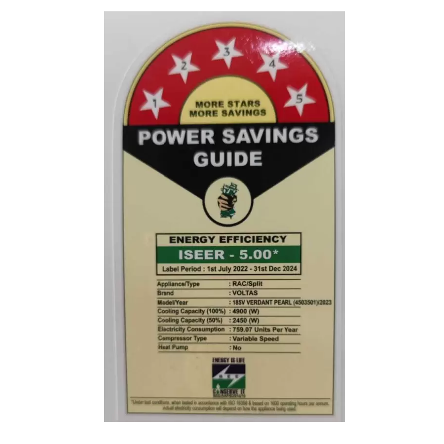 Voltas 185V Verdant Pearl Pure Air 1.5 Ton 5 Star Inverter Expandable Split AC | Super UVC, Titanium Dioxide Filter, 6-Step Cooling, R-32, Copper Condenser – White | Mahajan Electronics