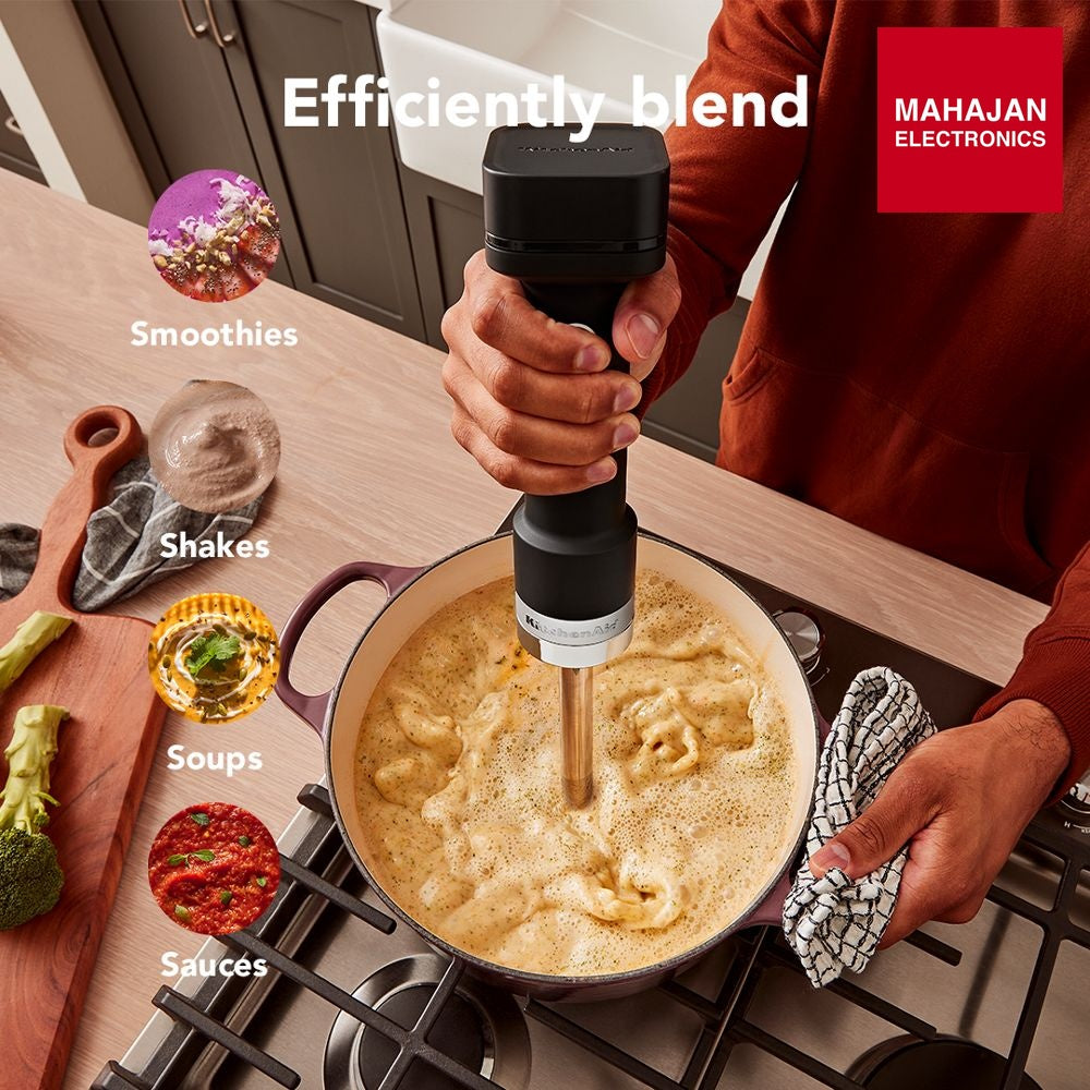 KitchenAid Go® Cordless Hand Blender 5KHBRV00ABM– battery sold separately Matte Black – Mahajan Electronics Online.