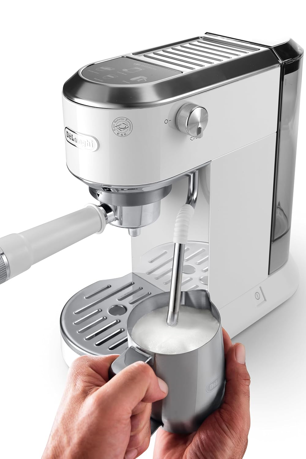 DeLonghi Dedica EC890.WI Compact Espresso machine - Stainless Steel Coffee Maker with Milk Frother Steam Wand- for Espresso, Cold brew, Hot and Iced Coffee, Cappuccinos, Latte and more (white) Mahajan Electronics Online