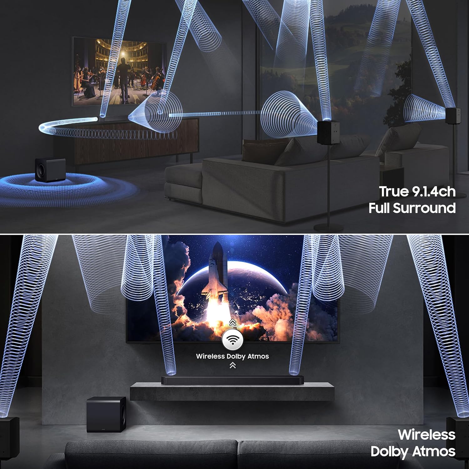 Samsung HW-Q930F/XL 580 W True 9.1.4 ch Full Surround Soundbar with Wireless Dolby Atmos | Center-Up-Side-Front Wide-Firing Speakers | Alexa | Wi-Fi | HDMI ARC | Optical in | Bluetooth ( Titan Black) Mahajan Electronics Online