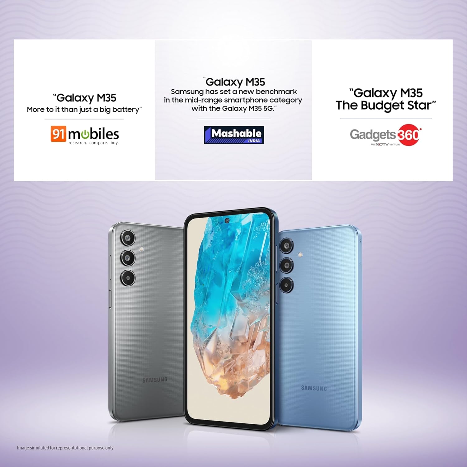 Samsung Galaxy M35 5G (Daybreak Blue,8GB RAM,128GB Storage)| Corning Gorilla Glass Victus+| AnTuTu Score 595K+ | Vapour Cooling Chamber | 6000mAh Battery | 120Hz Super AMOLED Display| Without Charger Mahajan Electronics Online