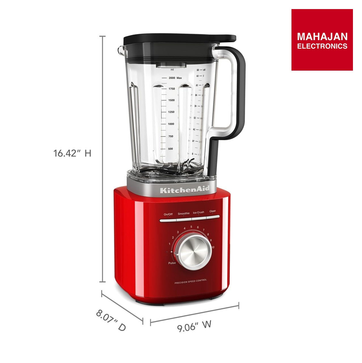 KitchenAid Pure Power Blender, 2L BPA-Free Plastic Jar, Variable Speed Control with 10 Speeds, Smoothie, Ice Crush & Clean Cycle, Empire Red 5KSB2072DER – Mahajan Electronics Online.