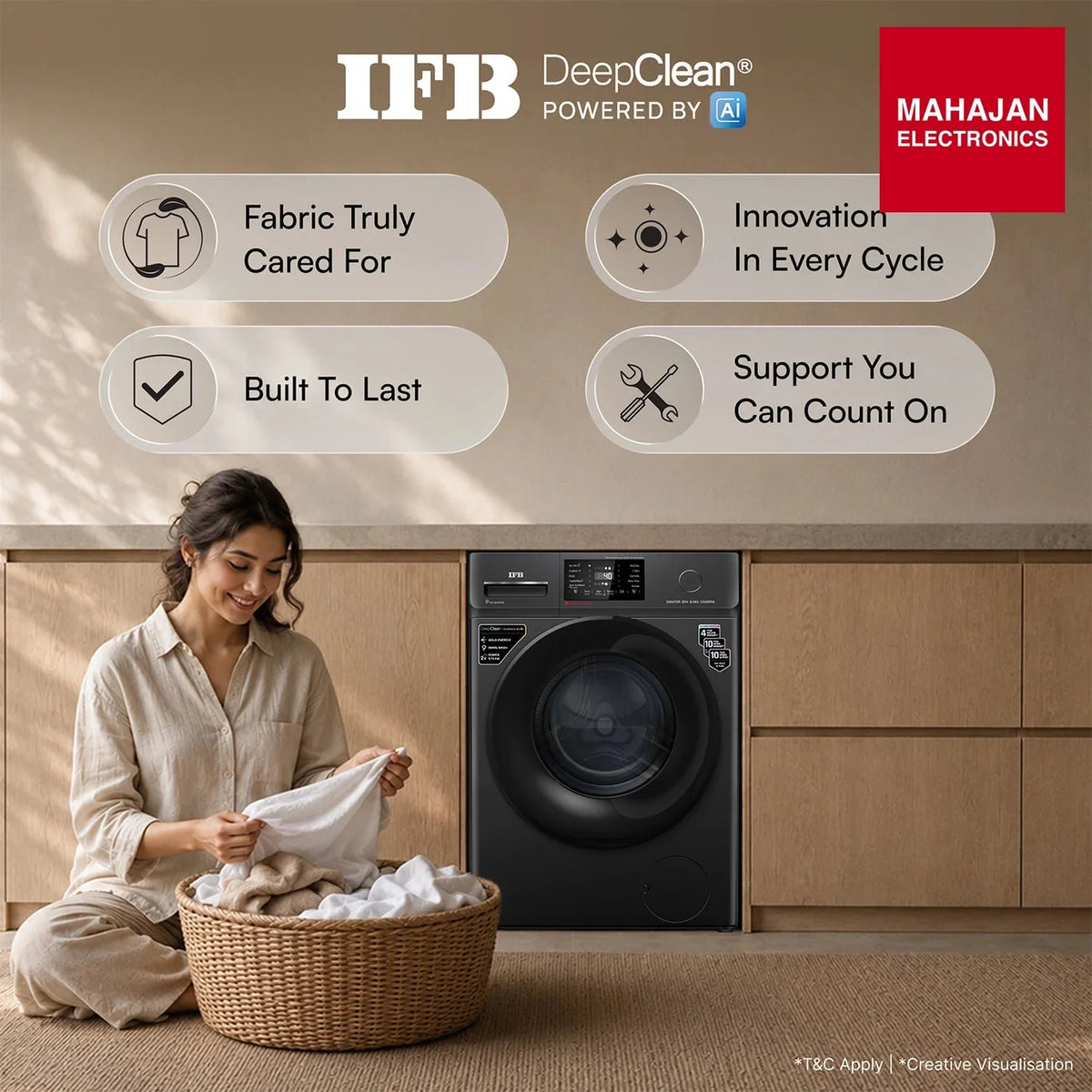 IFB SENATOR BXN 8012 CMS 8 Kg 5 Star AI Powered Front Load Washing Machine | WiFi | PowerSteam® | Steam Refresh | Eco Inverter | Black – Mahajan Electronics Online.
