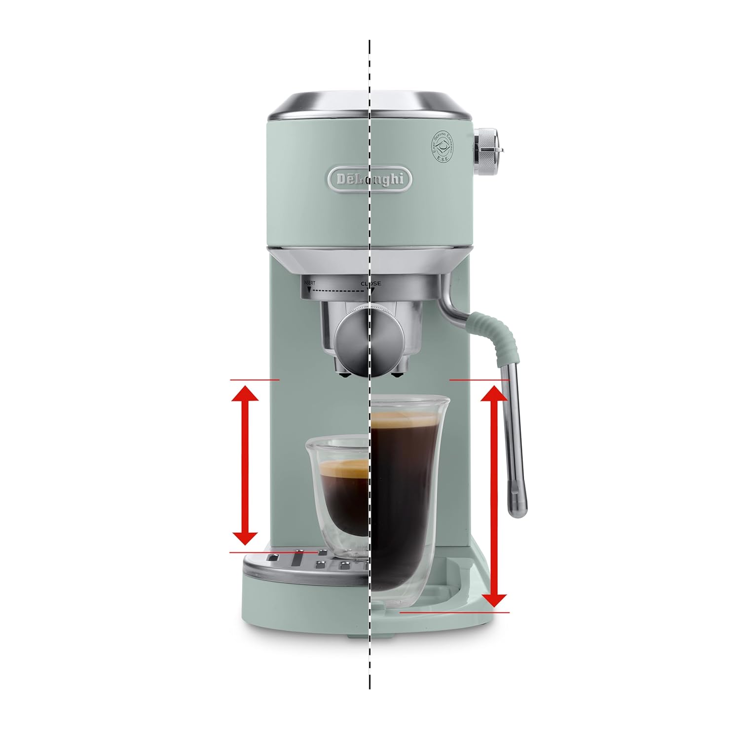 De’Longhi Dedica Duo EC890.GR Barista Coffee Machine with Pump, Espresso and Cold Brew, Manual Coffee Machine with Latte Art Steam Wand, 15 cm Wide, 2 Espressos, Touchscreen, Cups up to 13 cm (green) Mahajan Electronics Online