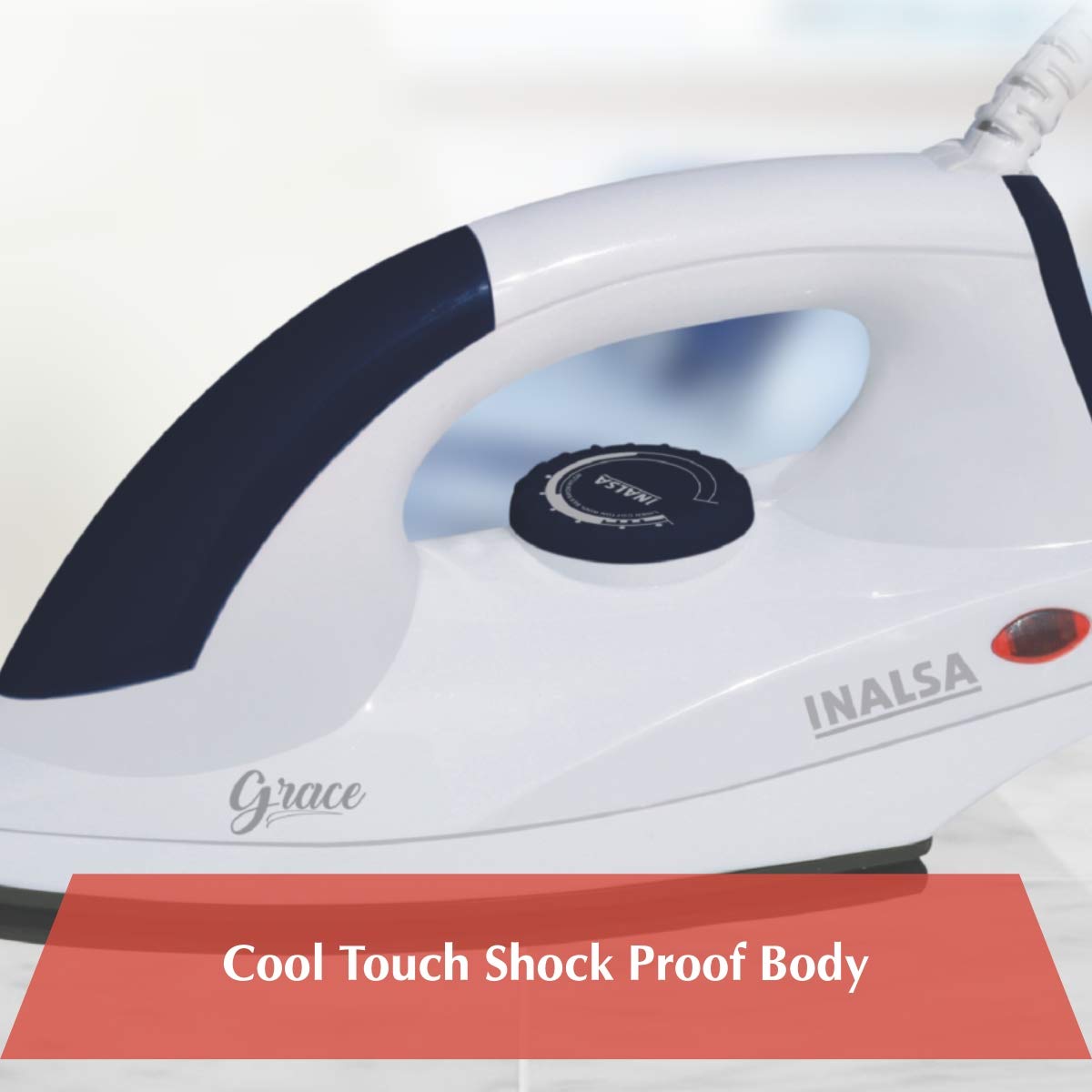 Inalsa Grace 1200-Watt Dry Iron with Non Stick Coated Sole Plate (White/Grey) INALSA – Mahajan Electronics Online.