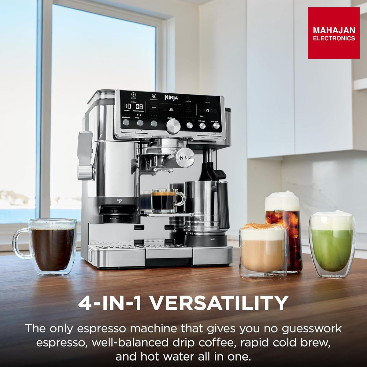 Ninja ES701 Luxe Café Pro Series, Espresso Machine, Drip Coffee, Cold Brew, Hot Water, Integrated Tamper, Built-in Grinder, Hands-Free Frother for – Mahajan Electronics Online.