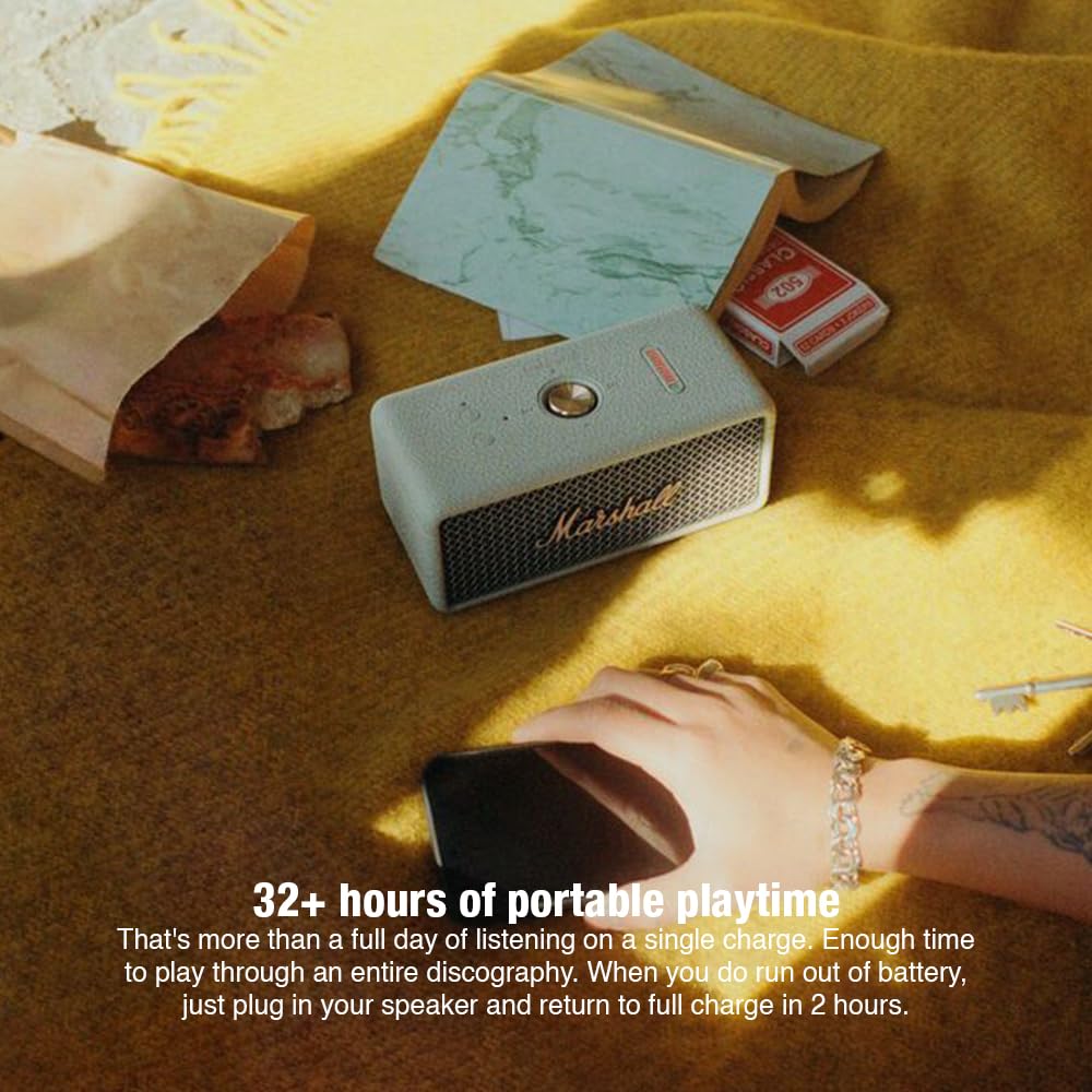 Marshall Emberton III Compact Portable Bluetooth Speaker with 32+ Hours of Playtime, (360° Sound), Dust & Waterproof (IP67) – Sage. Marshall