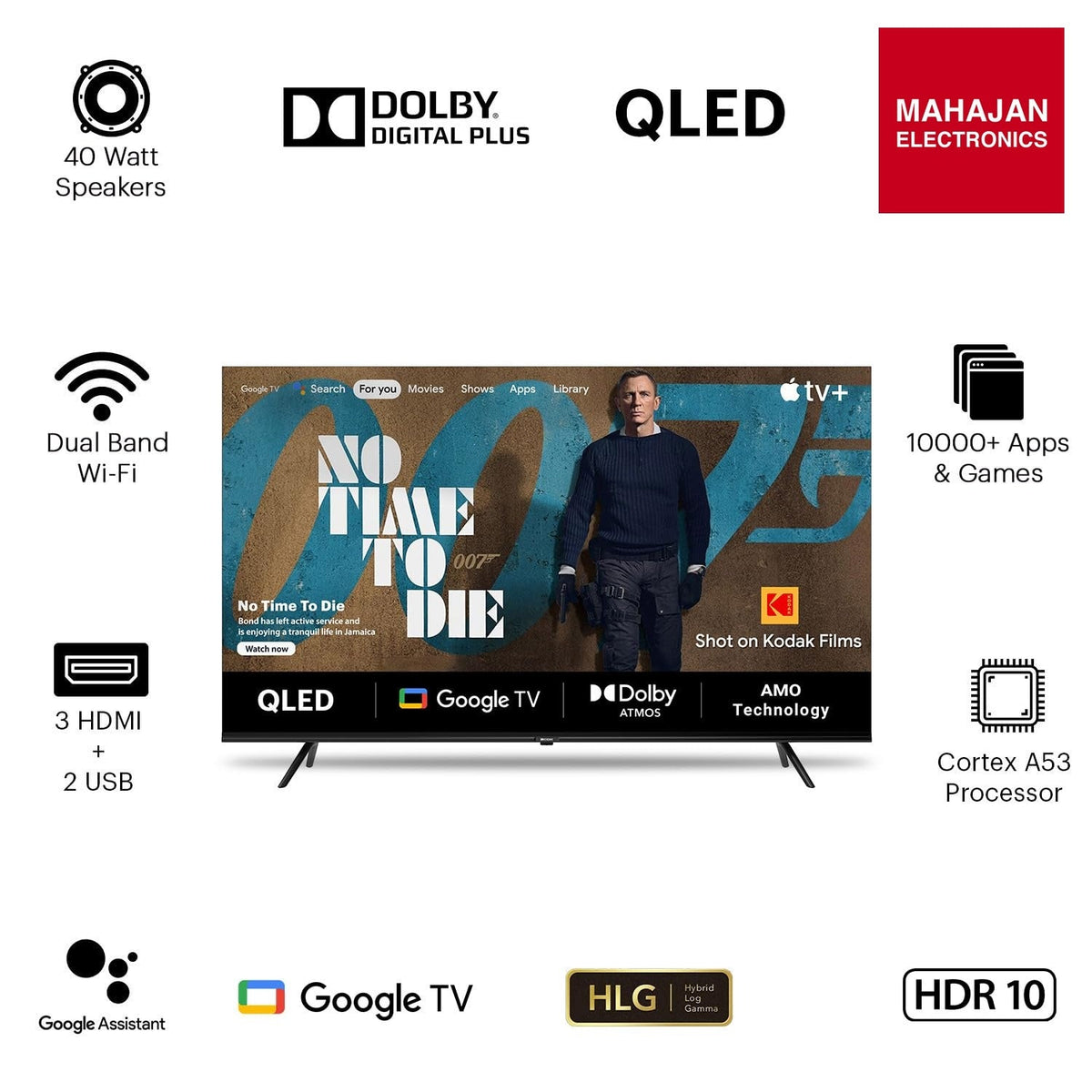 KODAK 55MT5022 139 cm (55 inch) QLED Ultra HD (4K) Smart Google TV HDR 10+ & 40W Sound Output – Mahajan Electronics Online.