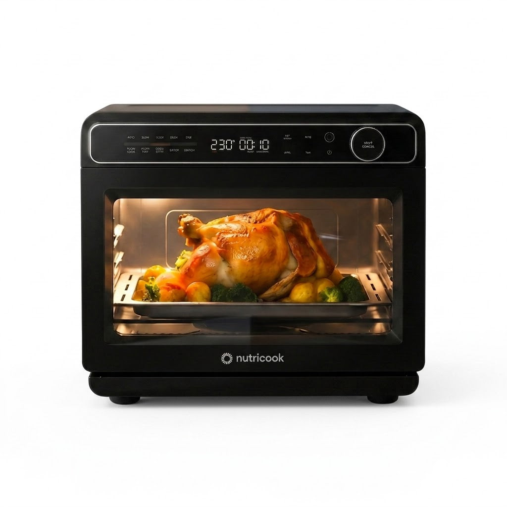 Nutricook Steami X 24L Black (Steam + Air Fryer Oven) with 10-in-1 functions like Steam Cook, Steam Roast, Air Fry, Bake, 1600W power, 2-year warranty Nutricook Mahajan Electronics Online