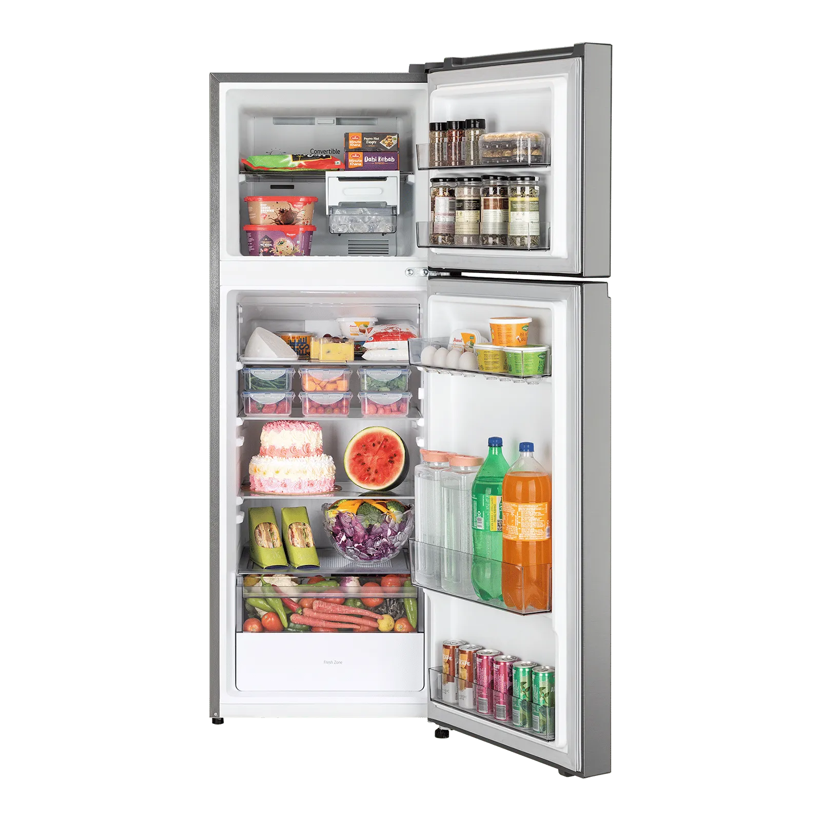 LG GLT2526XWPZ 251 Litres 2 Star Frost Free Double Door Convertible Refrigerator with Express Freeze ( Shiny Steel) (2026 Model)