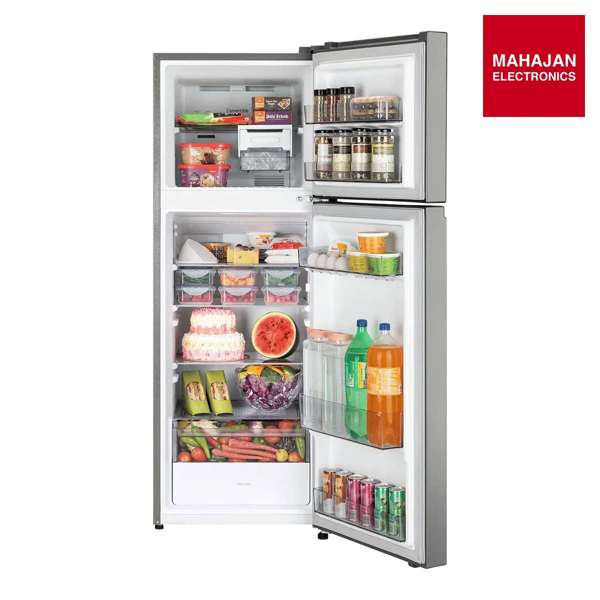 LG GLT2526XWPZ 251 Litres 2 Star Frost Free Double Door Convertible Refrigerator with Express Freeze (Shiny Steel) (2026 Model) โ Mahajan Electronics Online.