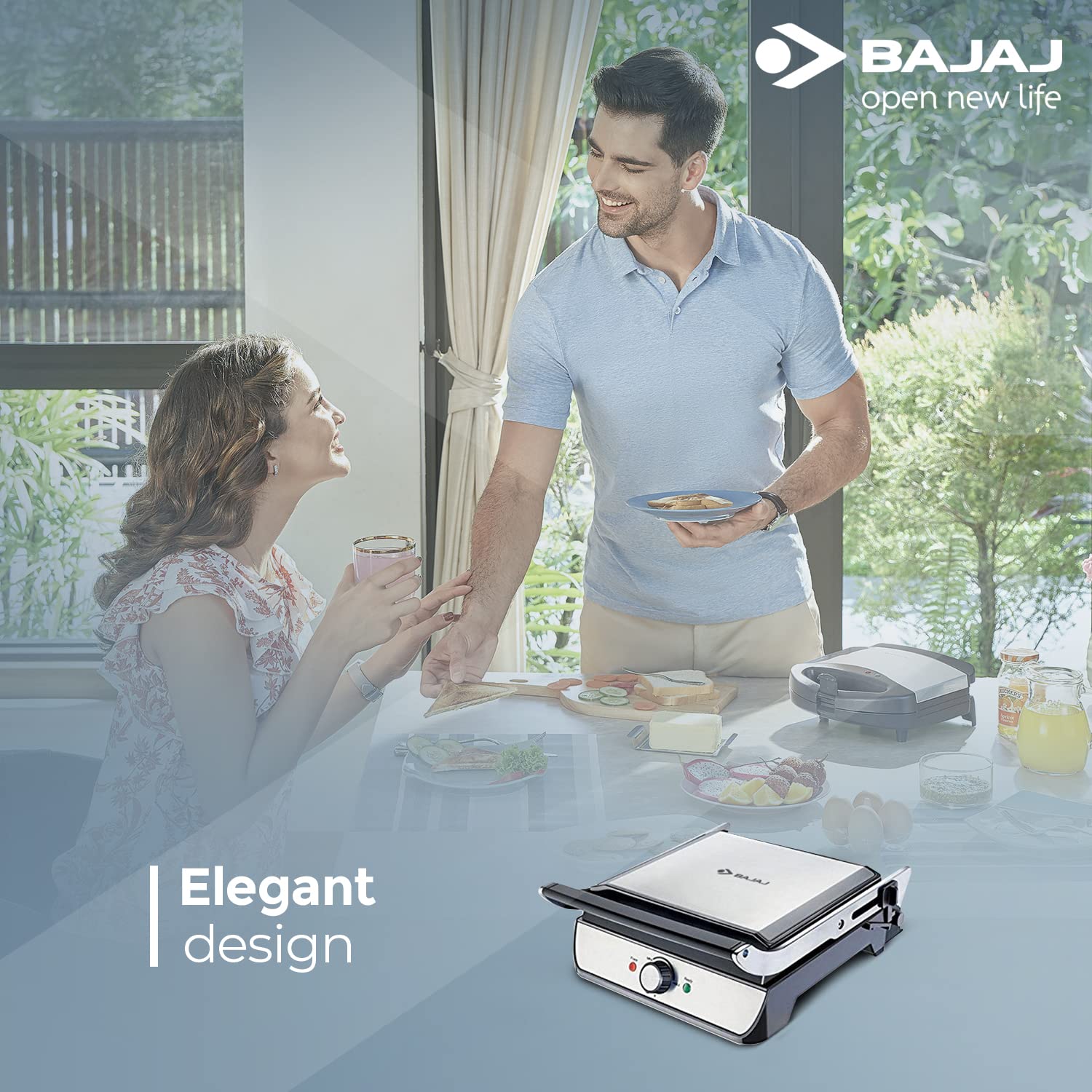 Bajaj Majesty Grill Ultra 2000W 4-Slice Grill Sandwich Maker | 180° Open Grill | Adjustable Hinge & Temperature Control | Non-Stick Coated Plate | Drip Oil Collector | 2-Yr Warranty by Bajaj | Black Mahajan Electronics Online