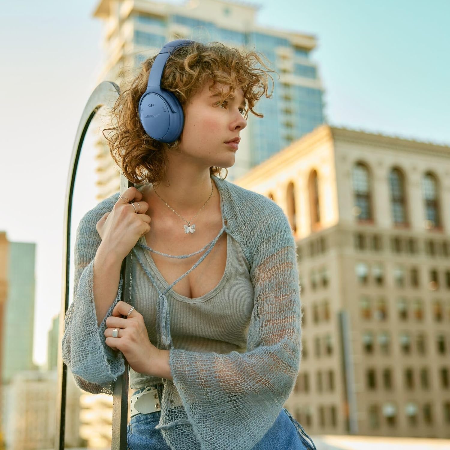 Bose QuietComfort Bluetooth Headphones, Wireless Headphones, Over Ear Noise Cancelling Headphones with Mic, Up to 24 Hours of Battery Life, Blue Dusk - Limited Edition Color 884367-1300 Mahajan Electronics Online