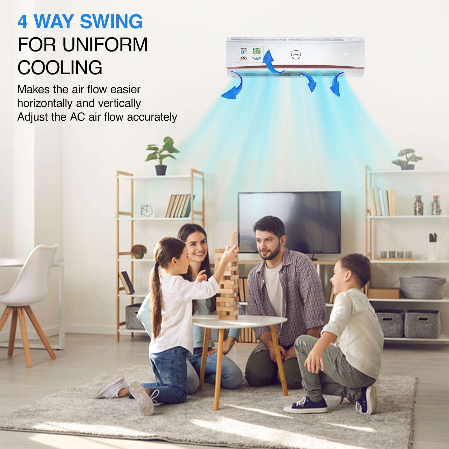 Godrej SFC 24LTC3-WWR 2 Ton 3 Star, 4-Way Air Swing, Fixed Speed Split AC (Copper, Anti-Dust Filter, AC 2T White) Mahajan Electronics Online