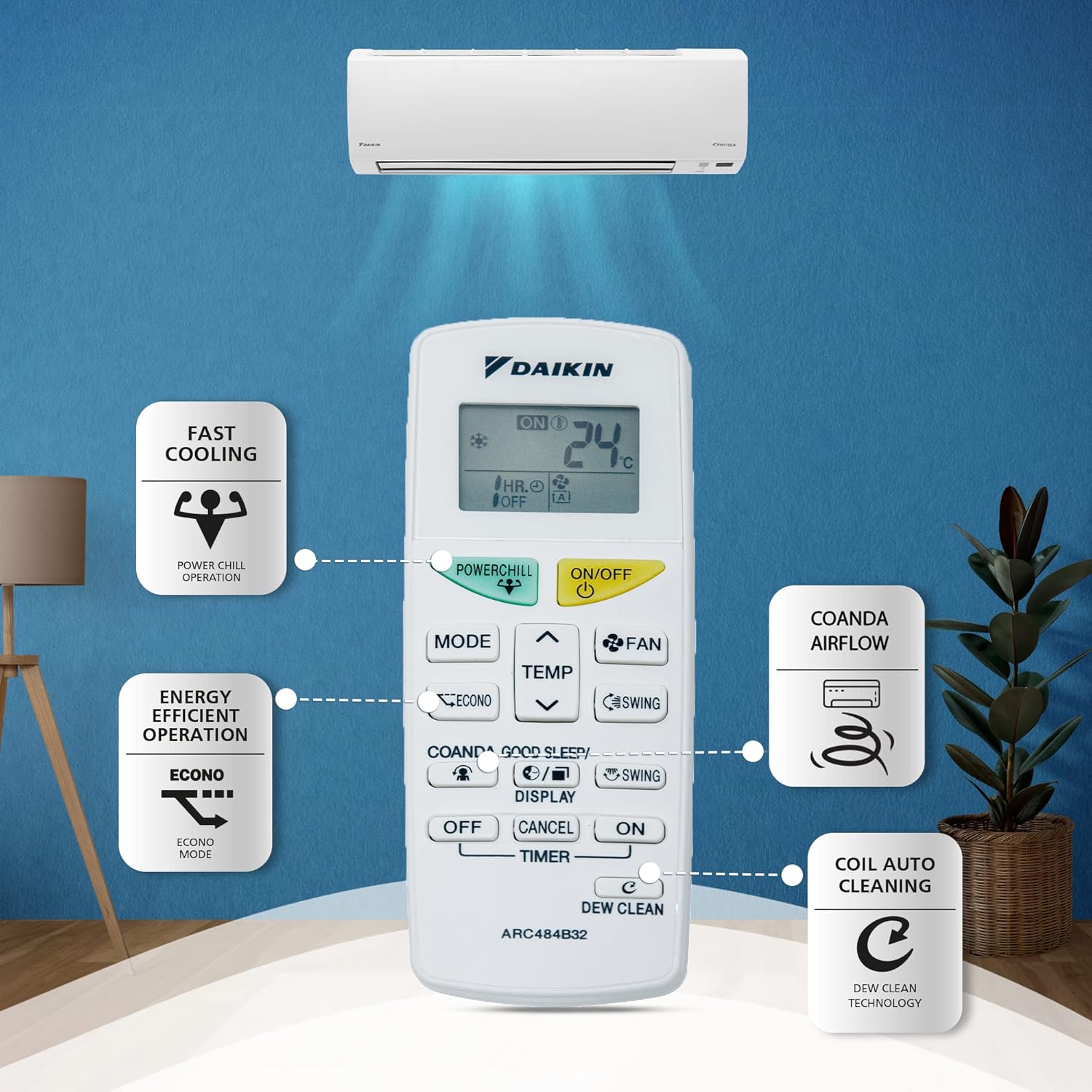 Daikin ATKL50XV16VKA 1.5 Ton 3 Star Inverter Split AC (White) with Copper Condenser, 3D Coanda Air Flow, Titanium Apatite Filter Mahajan Electronics Online