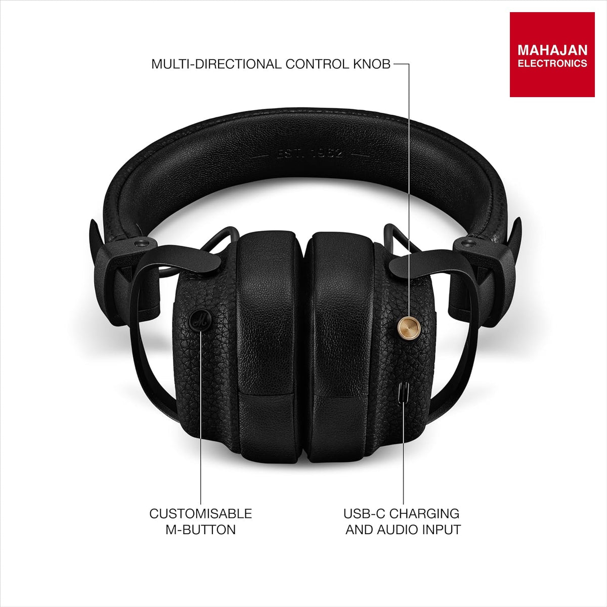 Marshall Milton A.N.C. Wireless On-Ear Headphones with Adaptive Active Noise Cancelling – Mahajan Electronics Online.