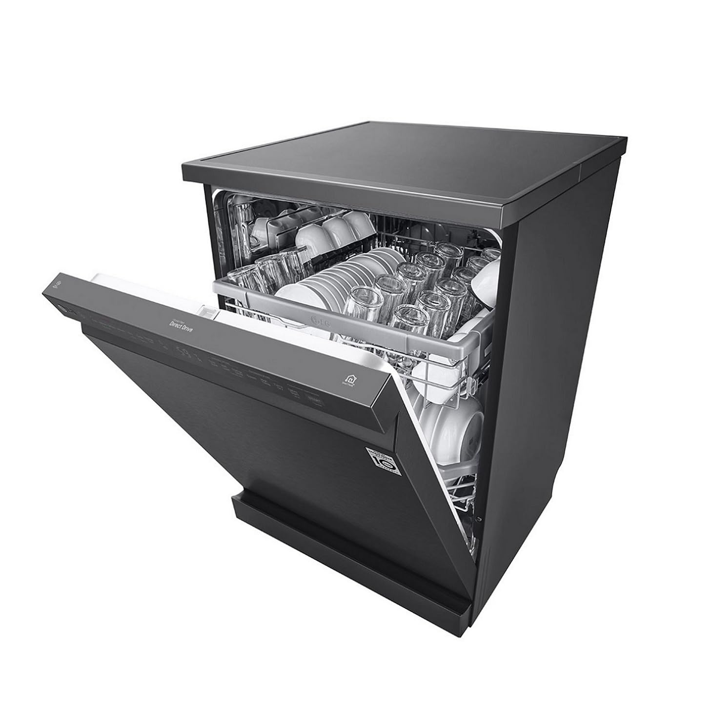 LG DFB424FM 14 Place Setting Dishwasher | TrueSteam, QuadWash, EasyRack Plus, Wi-Fi Enabled, Matte Black, Inverter Direct Drive Motor | Freestanding Dishwasher for Indian Kitchens