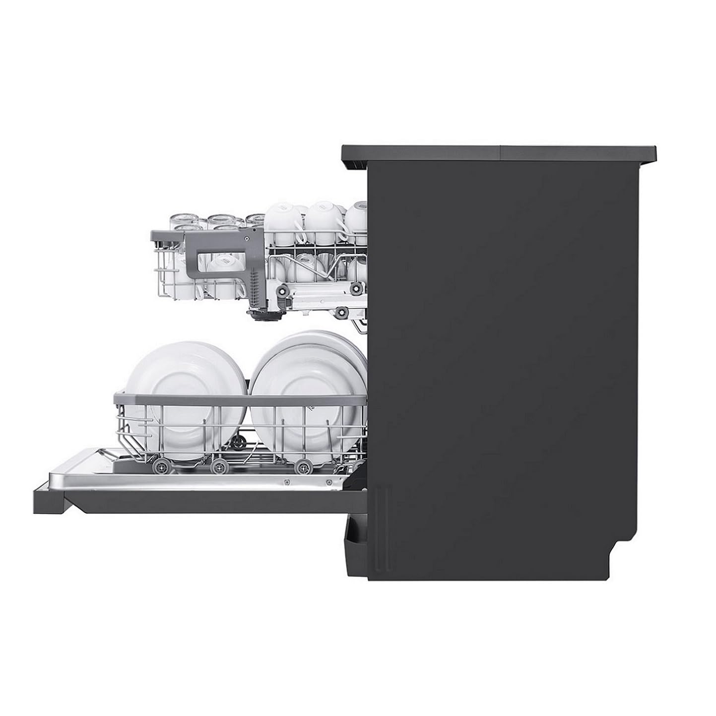 LG DFB424FM 14 Place Setting Dishwasher | TrueSteam, QuadWash, EasyRack Plus, Wi-Fi Enabled, Matte Black, Inverter Direct Drive Motor | Freestanding Dishwasher for Indian Kitchens