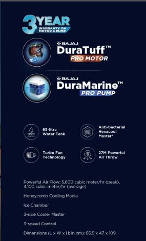 BAJAJ 90 L Desert Air Cooler (White, Shield Series Elevate 90-480150) Mahajan Electronics Online