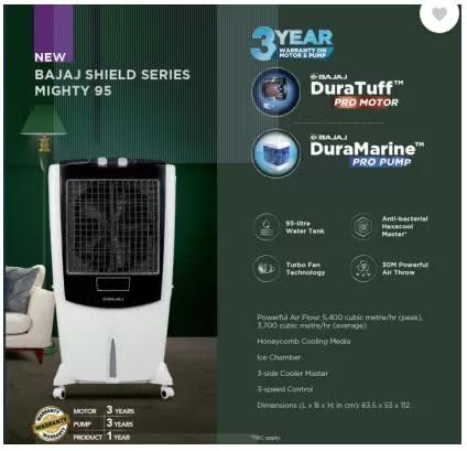 Bajaj Mighty 95 95L Desert Air Cooler with DuraTuff Pro Motor Mahajan Electronics Online