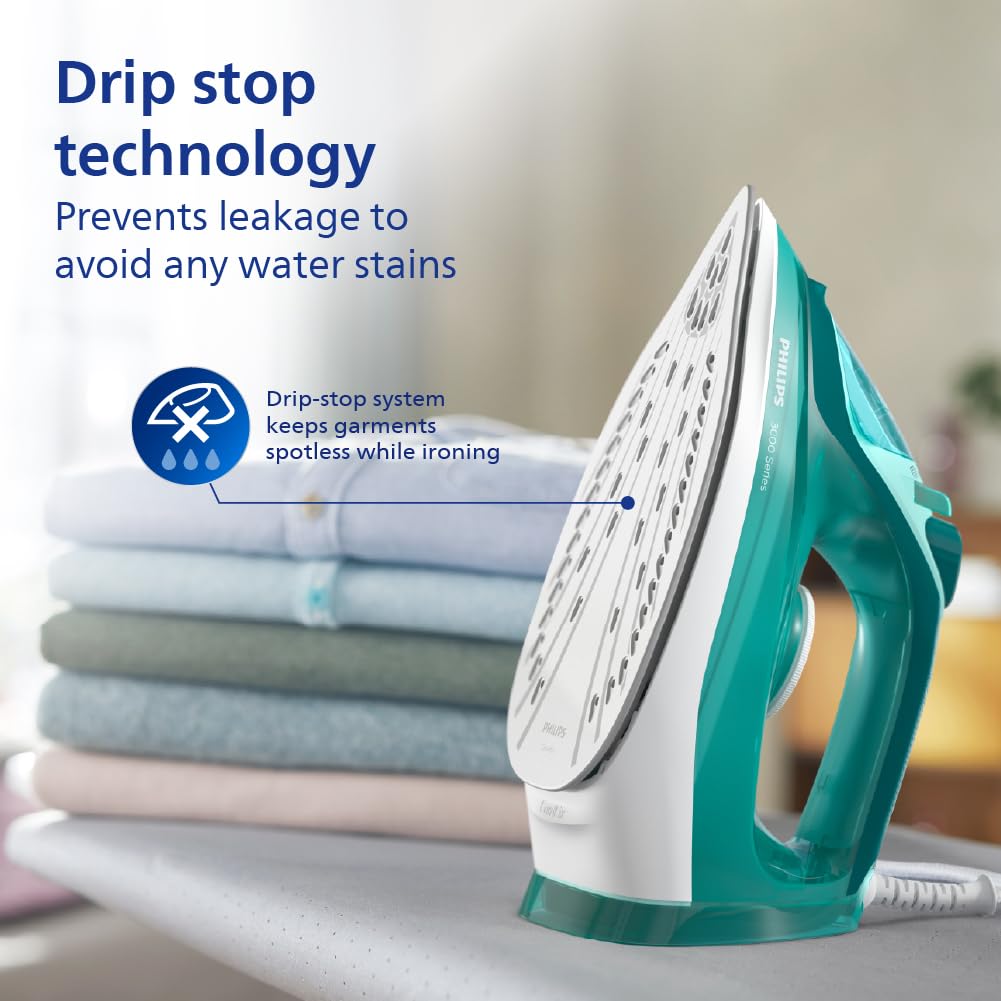 Philips Speed Pro DST3030/70 Steam iron 2400 W Green World's No.1 Ironing brand, 40g/min Steam with 180g Steam Boost Ceramic Soleplate with Auto Shut-off & Drip Stop Technology, Large 300ml Water Tank Mahajan Electronics Online