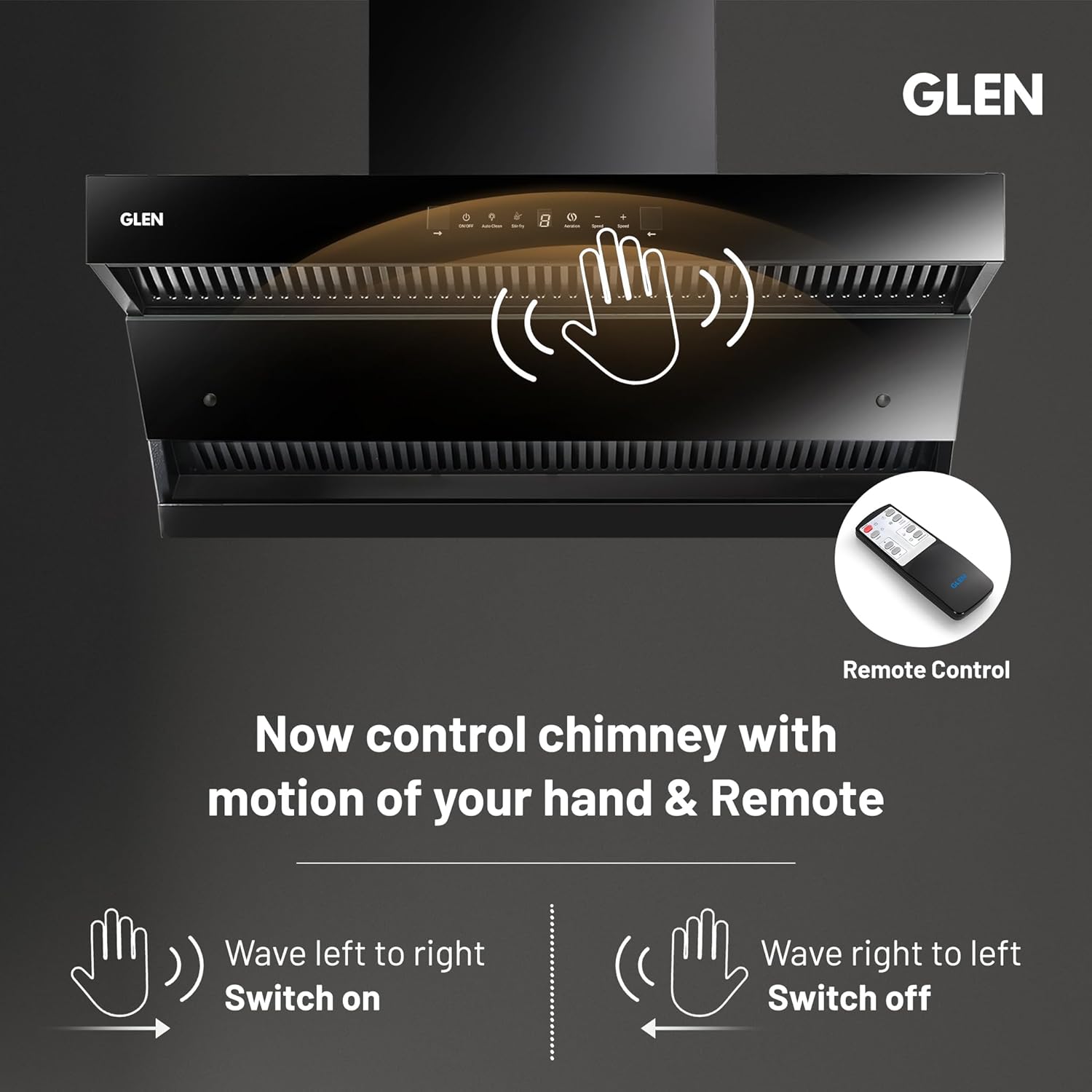 Glen CH 6076 HSR DC AC Auto Clean Chimney with Double Draft Suction and Heat Sensor, BLDC Motor 75cm 1600 m3/h - Black Mahajan Electronics Online