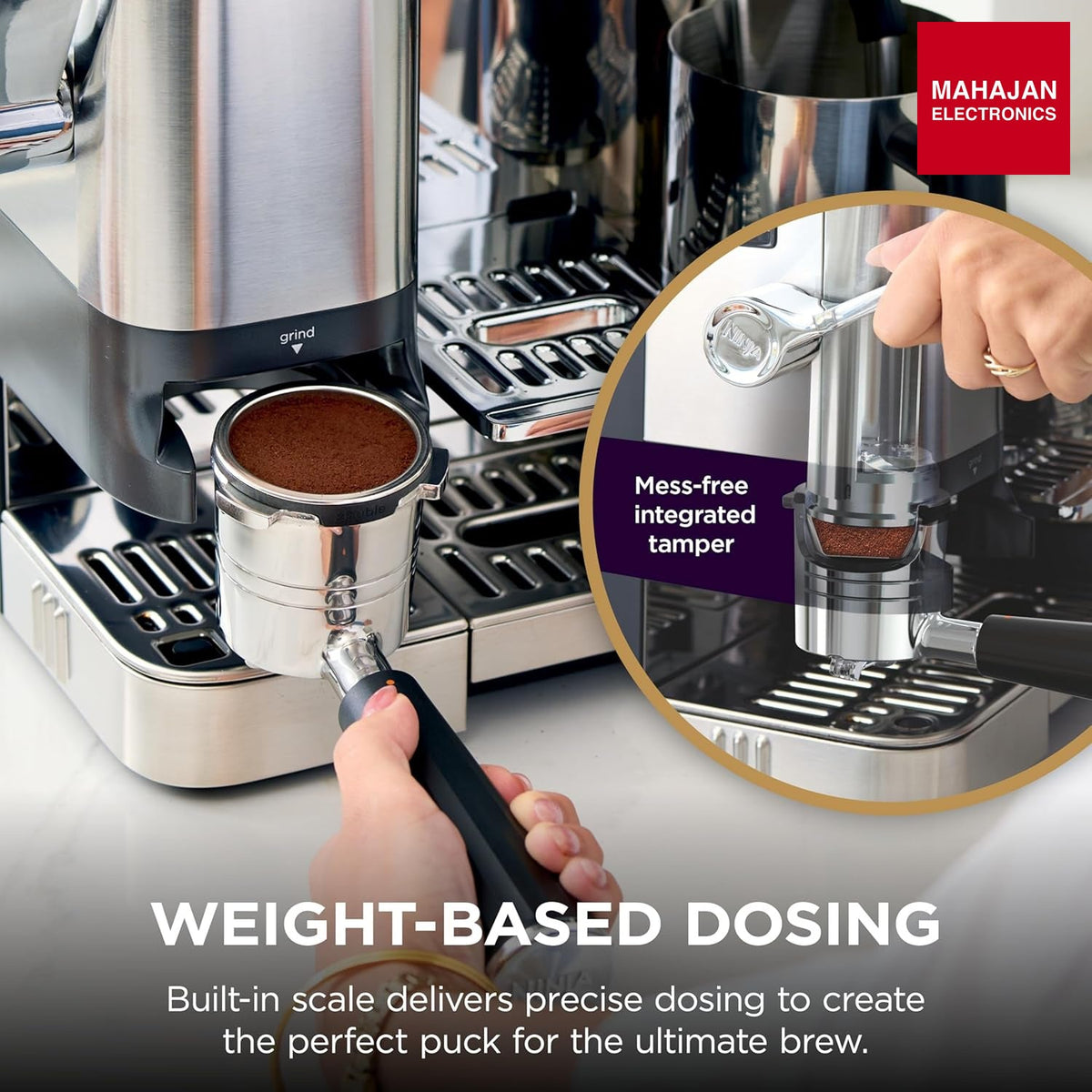 Ninja ES701 Luxe Café Pro Series, Espresso Machine, Drip Coffee, Cold Brew, Hot Water, Integrated Tamper, Built-in Grinder, Hands-Free Frother for – Mahajan Electronics Online.