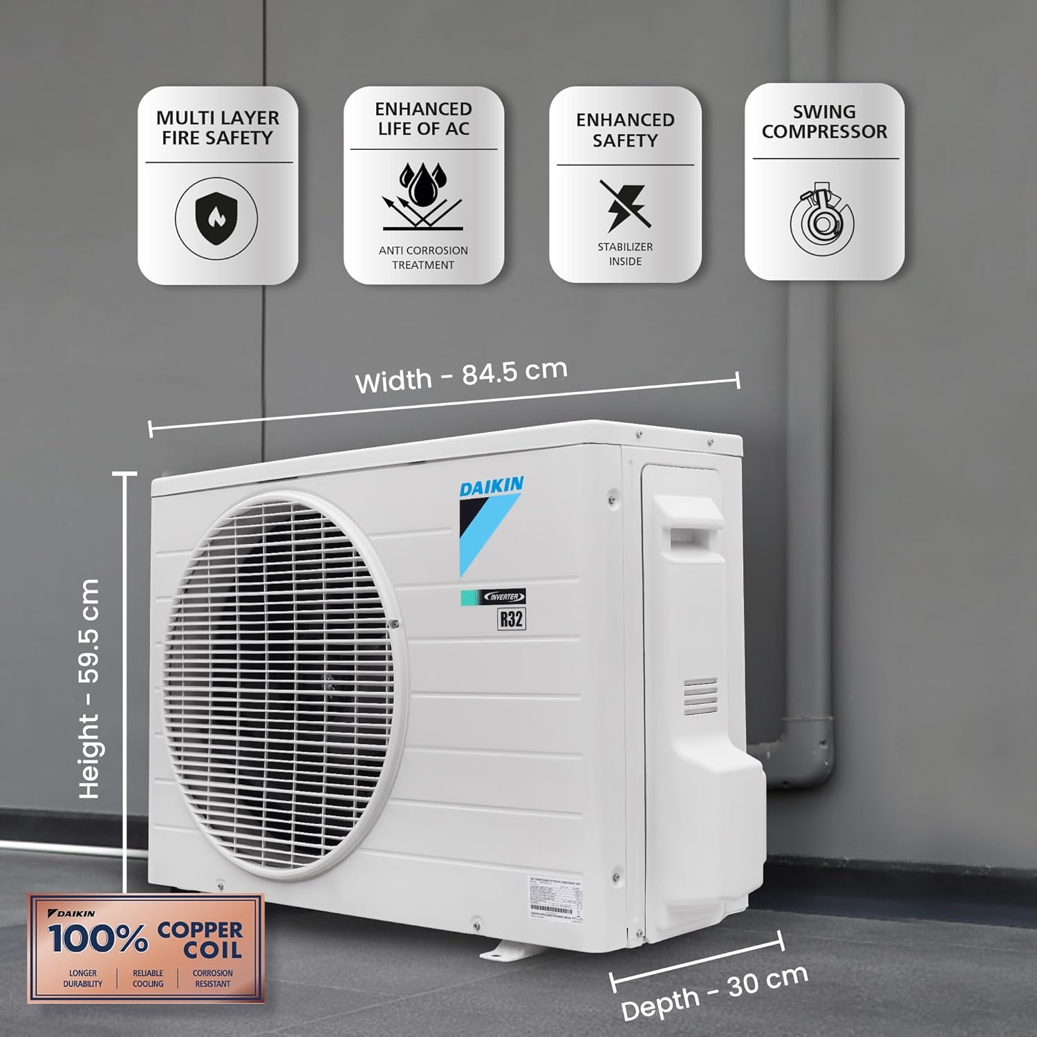 Daikin MTKM50UV16 1.5 Ton 5 Star Inverter Split AC (Copper, PM 2.5 Filter, White) Mahajan Electronics Online