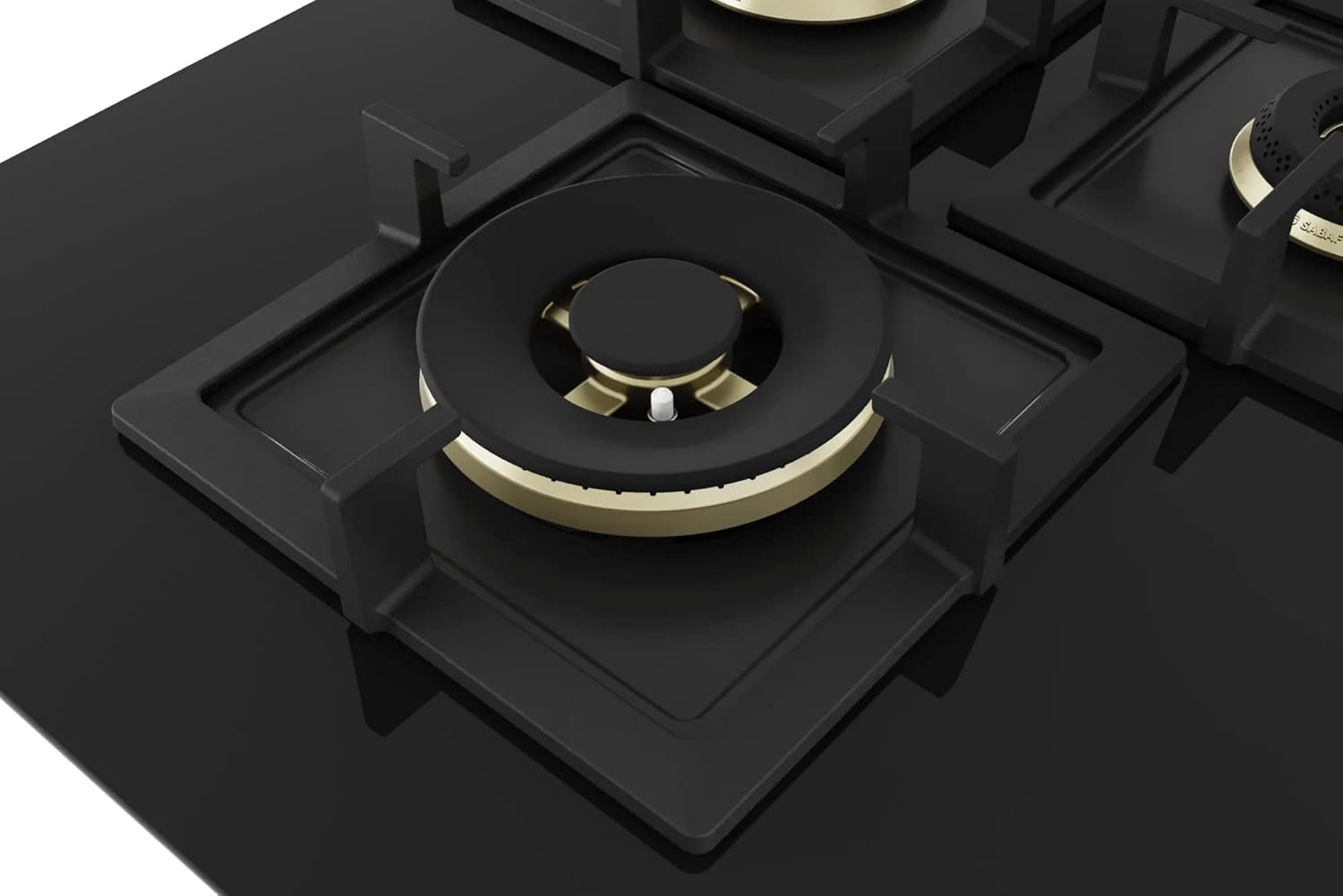 Bosch PNI7B6F20I Built in Gas Hob Black Tempered glass Glass 4 Burner Auto Ignition 75 cm True Brass 2D Ring Burners with Matt Black Heat Shields & Cast Iron pan supports Mahajan Electronics online