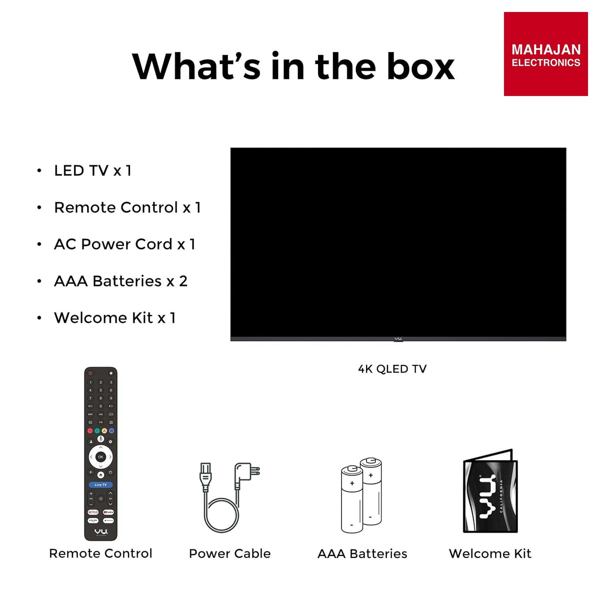 Vu GLO65MINILED 3 Years Warranty 65 Inch (164 cm) Glo MiniLED 4K Smart Google TV with 600 Nits HDR & 50 W VuFX Sound (Black) – Mahajan Electronics Online.
