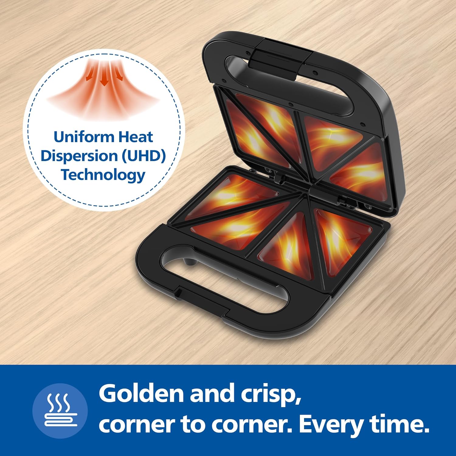 Philips HD3000/80 IN SANDWICH MAKER TOAST | XL size | Black with Metallic Finish | Non Stick Plate | UHD Technology | Easy Locking Mahajan Electronics Online