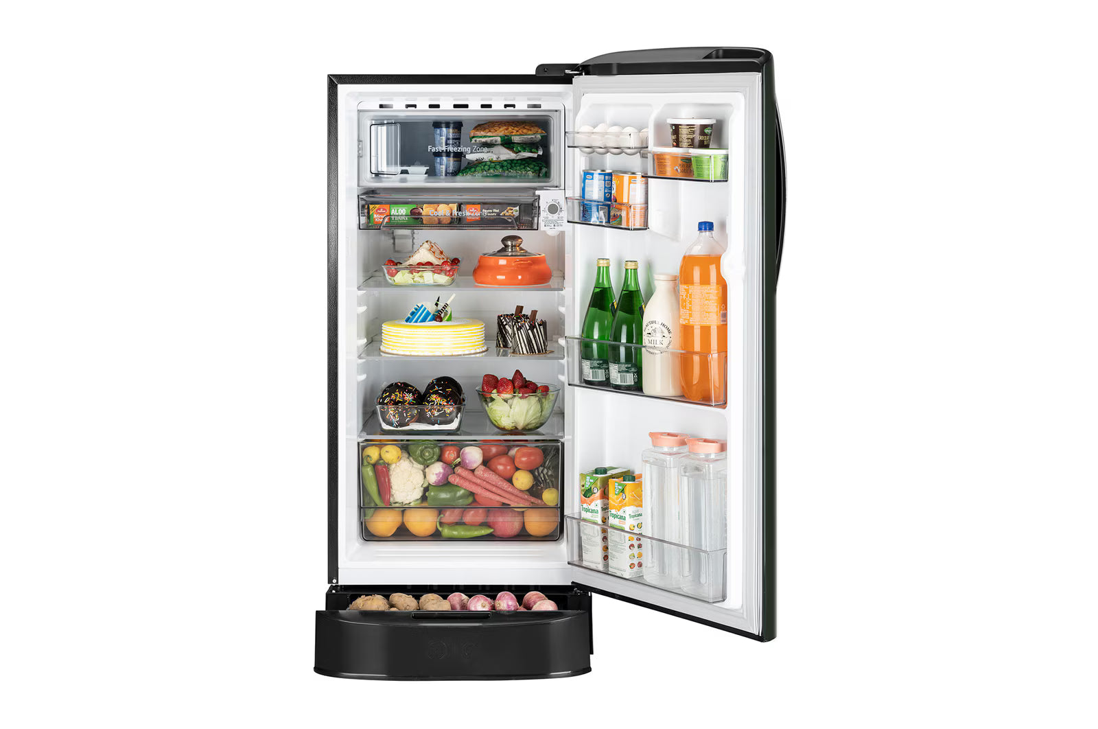 LG GLD2156ZHRG 201 L Single Door Refrigerator with Base Stand Drawer, Smart Inverter Compressor, Royal Glory , 5 Star Mahajan Electronics Online