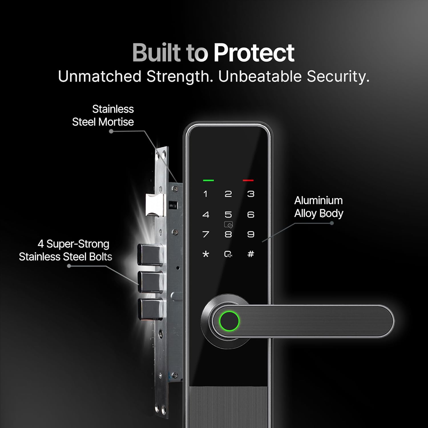 Qubo Smart Door Lock Optima from Hero Group | 4 Bolts | Fingerprint | PIN | Access Cards | Mechanical Key | Passage Mode | 2 Years Brand Warranty | (Black) OC-HLM11BL1 Mahajan Electronics Online