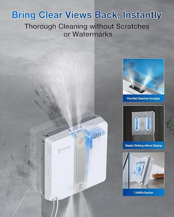 ECOVACS WINBOT MINI Window Cleaning Robot | Dual Ultrasonic Spray | 9-Stage Protection | Smart Path Planning