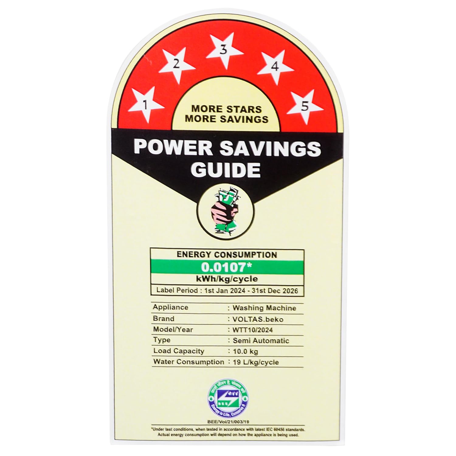 Voltas Beko WTT10/UCAGRSSWH4PTD 10 Kg Semi Automatic Top Load Washing Machine, 5 Star (Grey) | Fast Dry™, Double Waterfall, Special Pulsator, Dual Cassette Filter