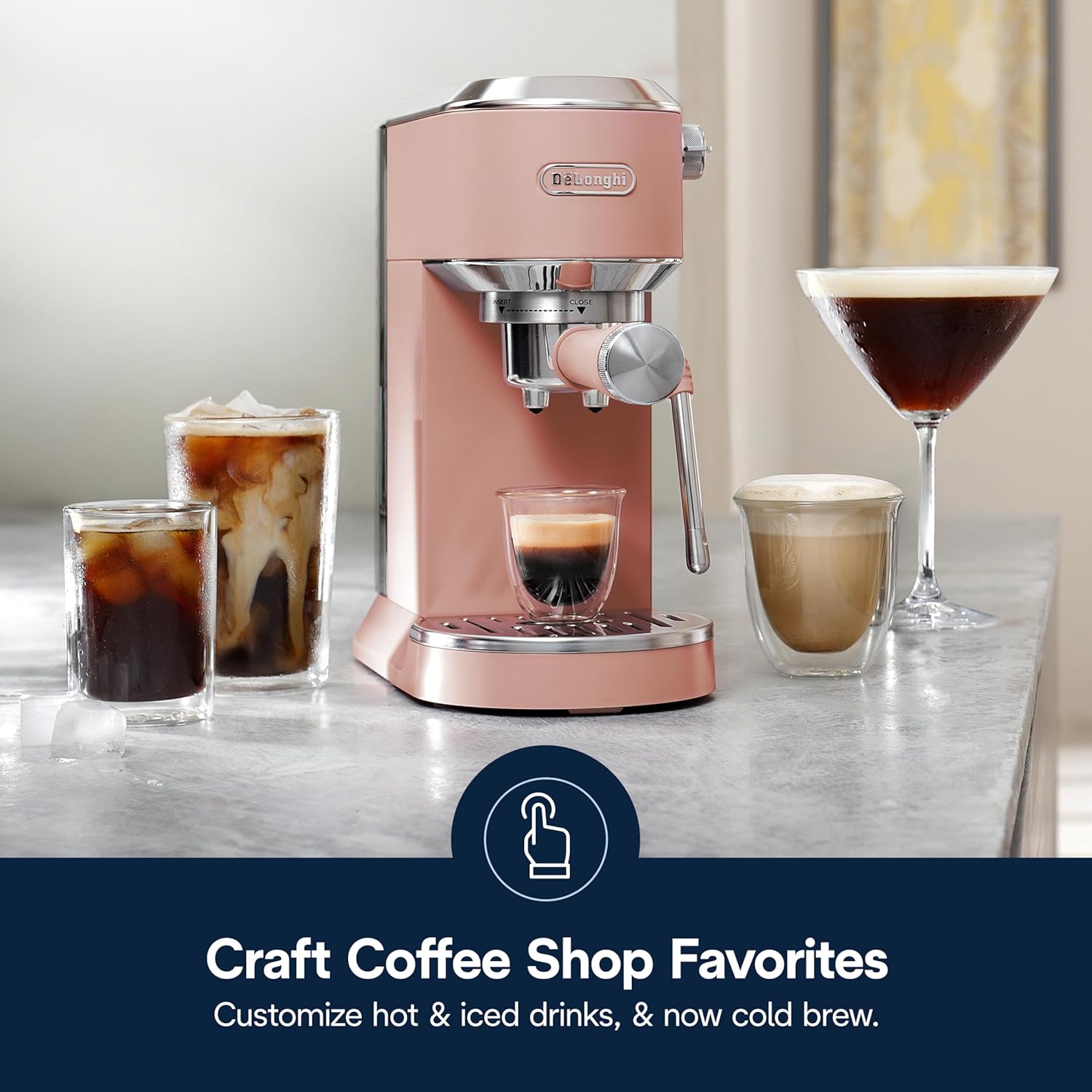 De’Longhi Dedica EC890.PK New Espresso machine – Stainless Steel Espresso Maker with Touch Display & Upgraded milk frother Steam Wand, Espresso, Cold Brew, Iced & Cold Coffee, Cappuccino, Latte & More Mahajan Electronics Online