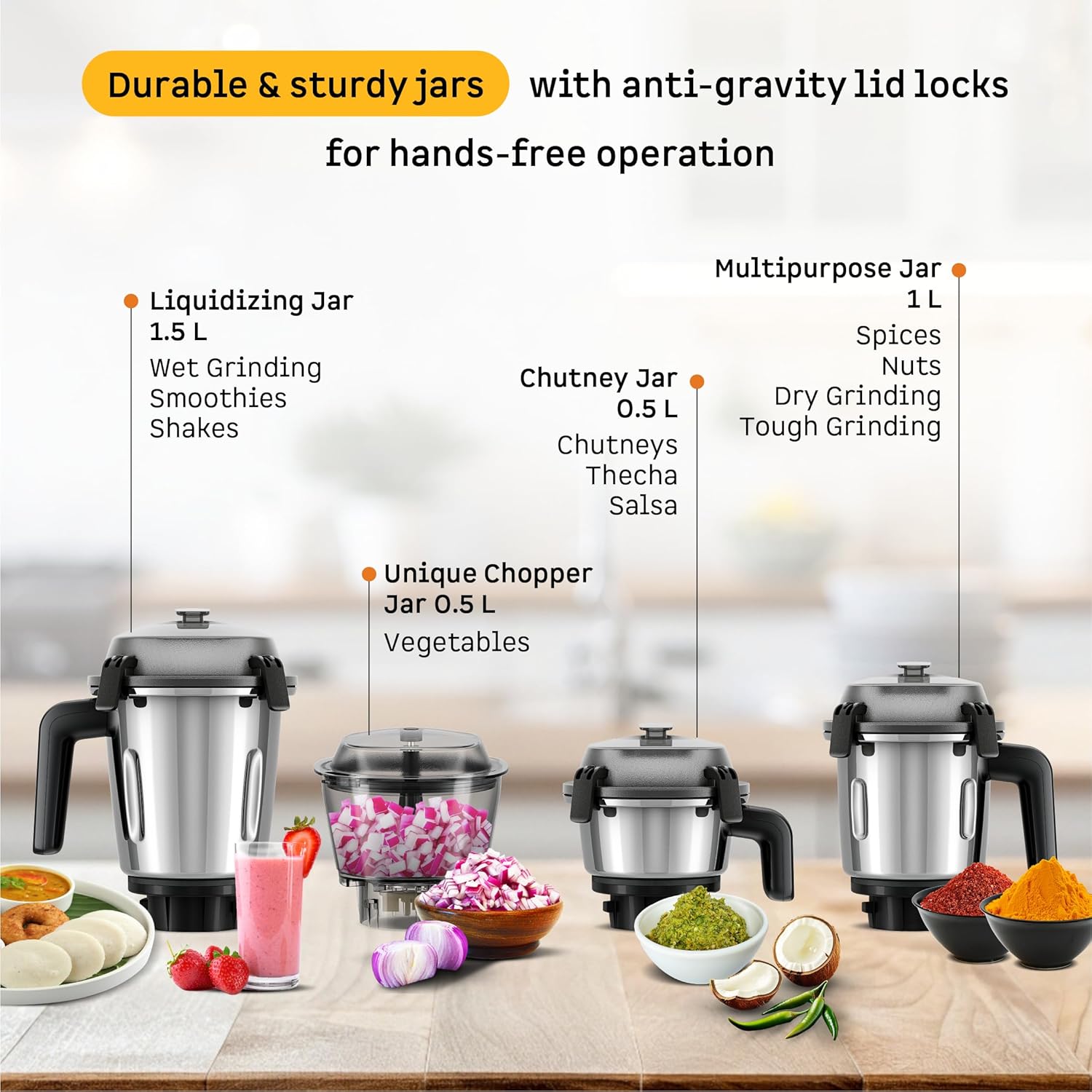 Atomberg Zenova Mixer Grinder | Unique Coarse Mode for Silbatta-like Texture | Intelligent BLDC Motor | Safety Features | 4 Jars including Chopper | Hands-Free Operation | Red Wine Mahajan Electronics Online
