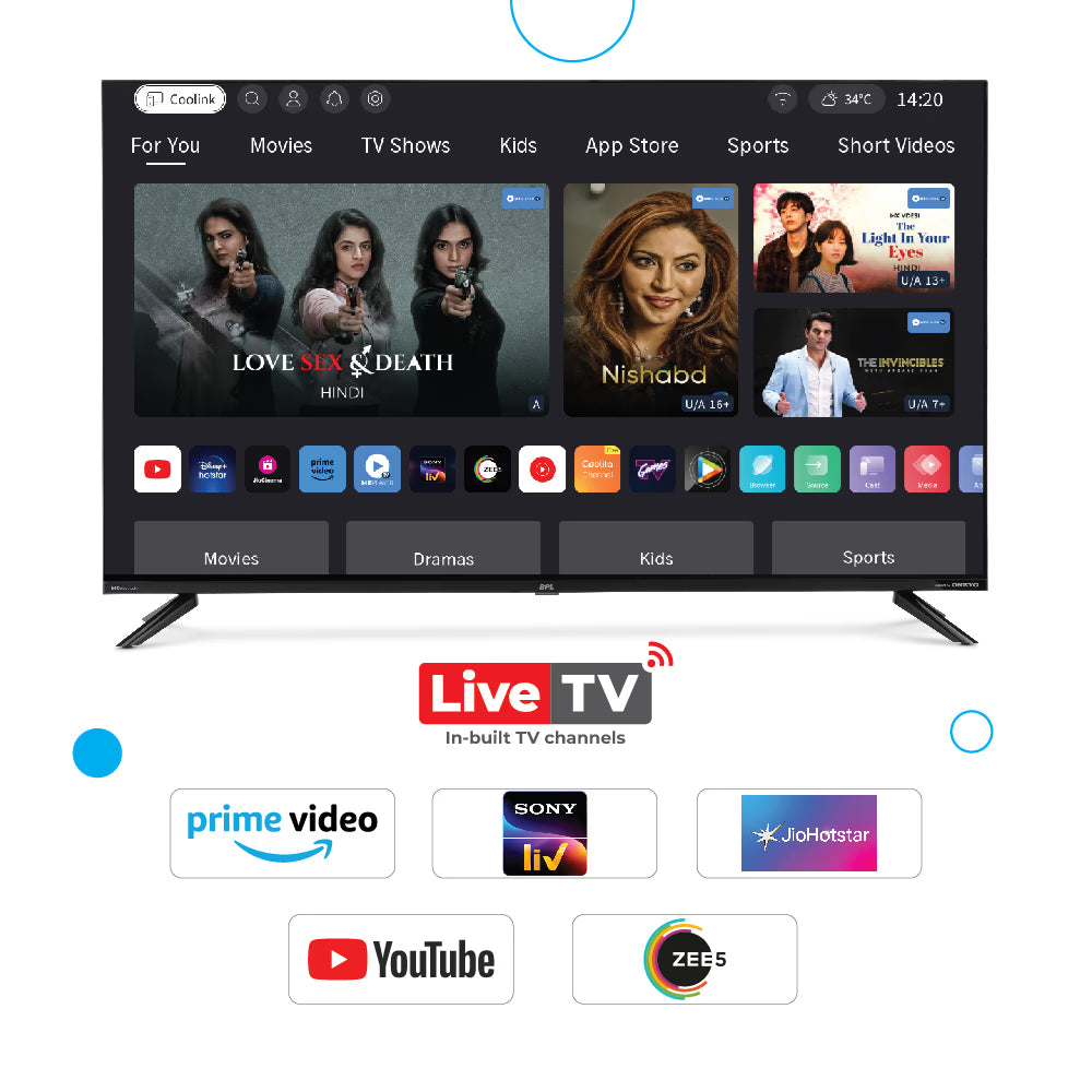 BPL 32HF2300 80 cm (32 inches), HD Ready Smart TV Plus with ADS Panel, JioHotstar, Black Mahajan Electronics Online