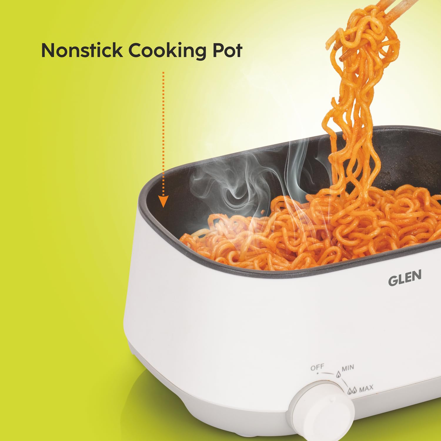 Glen SA-3051MFS 3 In 1 Multi Cooker & Food Steamer, 600W, With Nonstick Pot, 2 Power Settings, Vegetable Steaming Tray, Cook Steam & Boil, Multicooker Egg Boiler Machine , 1.2 Liters Mahajan Electronics Online