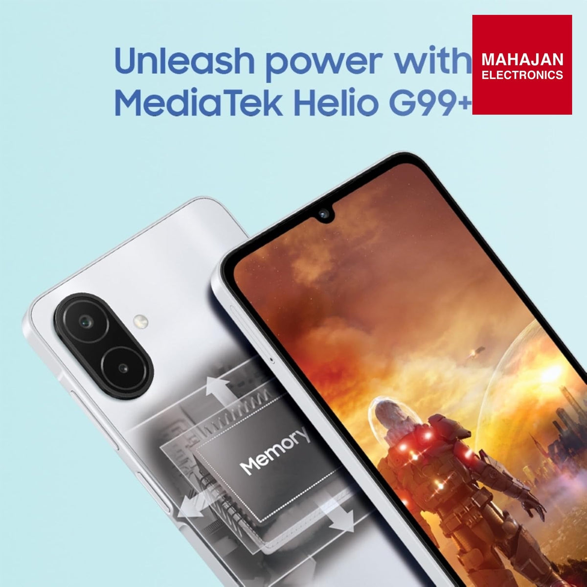 Samsung Galaxy A08 LTE (Silver, 4GB RAM, 64GB Storage), MediaTek Helio G99+ (6nm), 50MP Dual Camera, 6000mAh Battery, IP64 Rating, 6 Gen OS Upgrades – Mahajan Electronics Online.