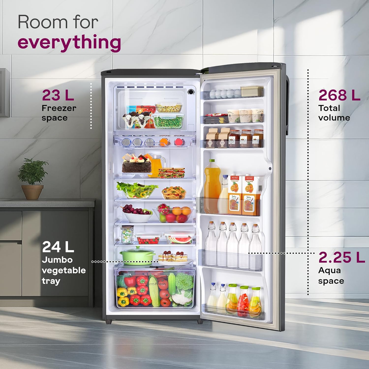 Godrej RD EMARVEL 290C THI FS ST 268 L 3 Star Turbo Cooling Technology Single Door Inverter Mahajan Electronics Online